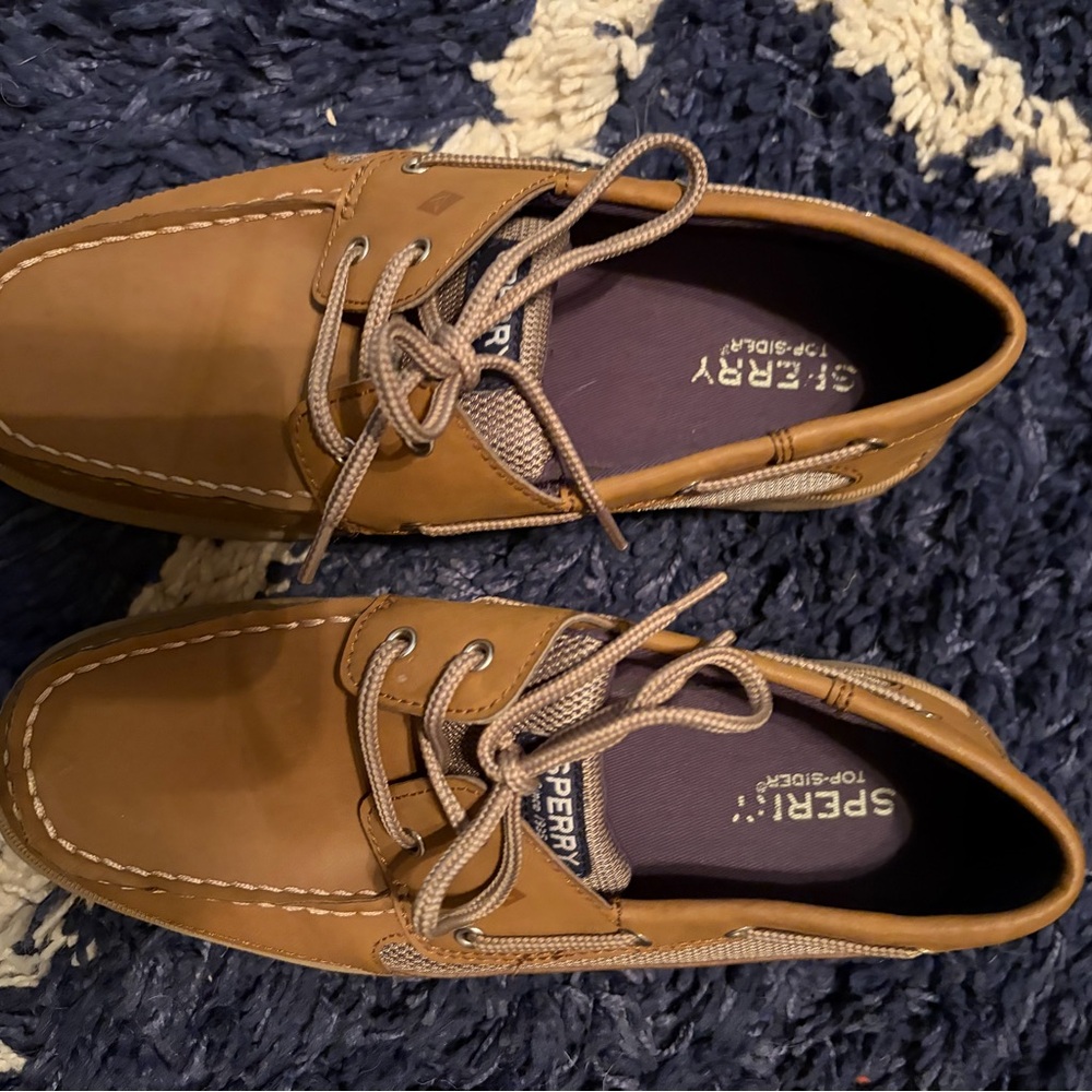 Sperry Boys Brown Leather 2-Eye Boat Shoes Size 5
